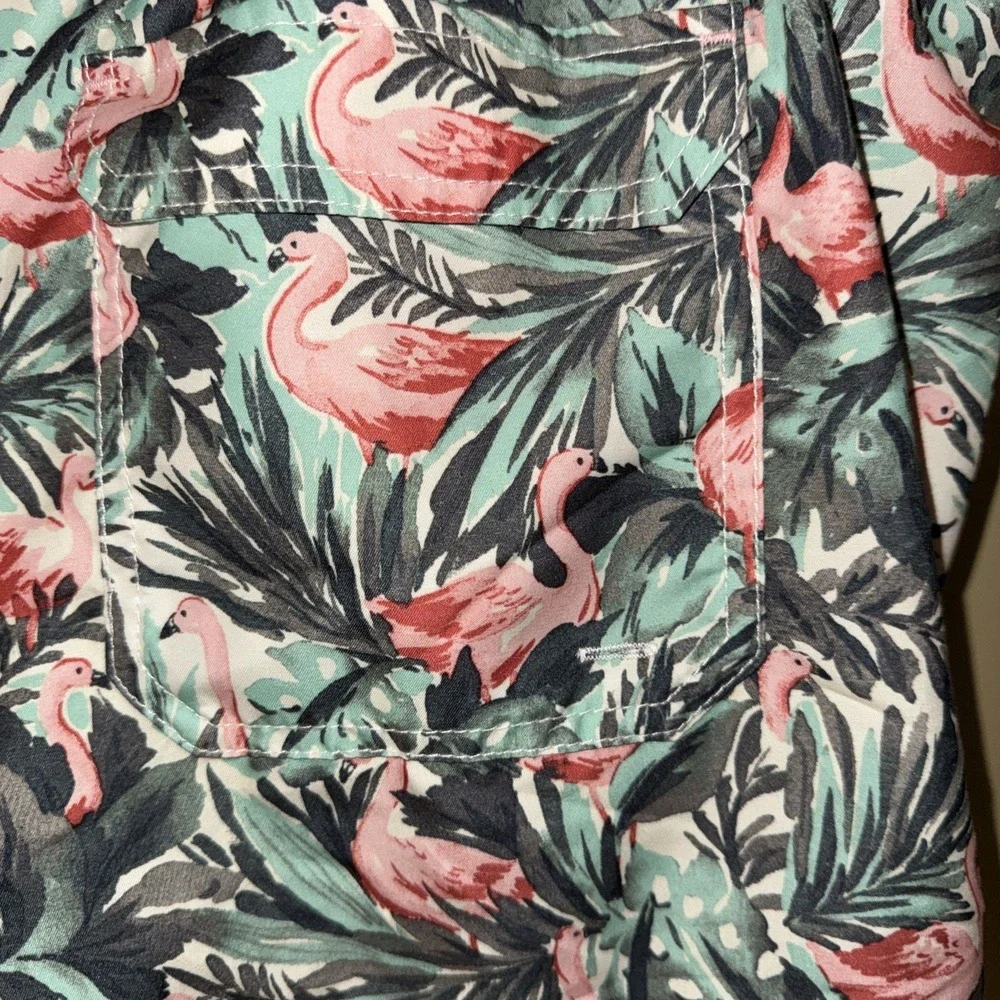 Good fellow flamingo/palm print swim trunks mens XXL L bathing suit short